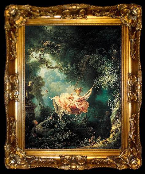framed  Jean Honore Fragonard The Happy Accidents of the Swing, ta009-2
